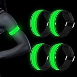 Molbory Unisex-Adult NA050-Running-Bracelet, 4 Stück Reflective LED leucht Armbänder Lichtband Kinder Nacht Sicherheits Licht für Laufen Joggen Hundewandern Running Outdoor Sports, Grün, m