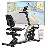 SportPlus Heimtrainer mit Magnetbremse 24 Widerstandsstufen, gelenk- und rückenschonend, extra weicher Sitz, bis 200 Watt, Fitnessgerät für Senioren Black/Sun (App-kompatibel)