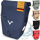 Valkental® Große & wasserdichte Gepäckträgertasche [28L] Abschließbare Befestigung [PVC frei] Fahrradtasche für Gepäckträger mit großen Reflektoren - Inkl. Tragegurt & Innenfächer - Geprüfte Qualität
