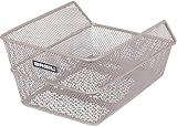 Basil Cento S Fahrradkorb hinten – Stabiler Drahtkorb für Gepäckträger - Wetterfest - ideal für Einkäufe & Alltag - 36x26x18 cm - Metallfarbig