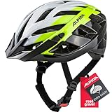 ALPINA PANOMA - Reflektierender & Optimal Belüfteter Fahrradhelm Mit Fliegennetz & Nachrüstbarem LED Für Erwachsene, white-neon-black, M (56-59 cm)