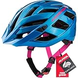 ALPINA PANOMA - Reflektierender & Optimal Belüfteter Fahrradhelm Mit Fliegennetz & Nachrüstbarem LED Für Erwachsene, True Blue-pink Gloss, M (56-59 cm)